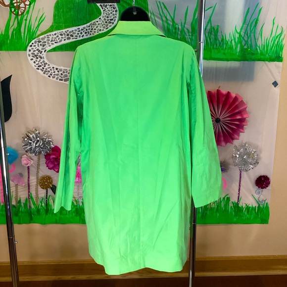 LAUREN RALPH LAUREN PARROT LIME GREEN TRENCH COAT SZ. PS - Picture 6 of 10